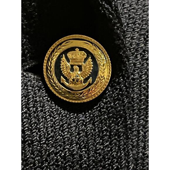 Vtg St John Basic Santana Knit Navy Blue Jacket Gold Tone Buttons W/eagles Sz 2 - Picture 5 of 11